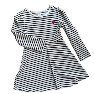 EUC GAP Kids Striped Navy Dress with Heart Embroidery
